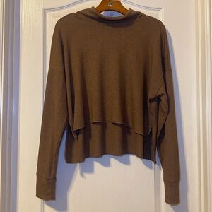 American Eagle Outfitters Waffle Knit Cropped Cowl Neck Sweater Size Small NWOT